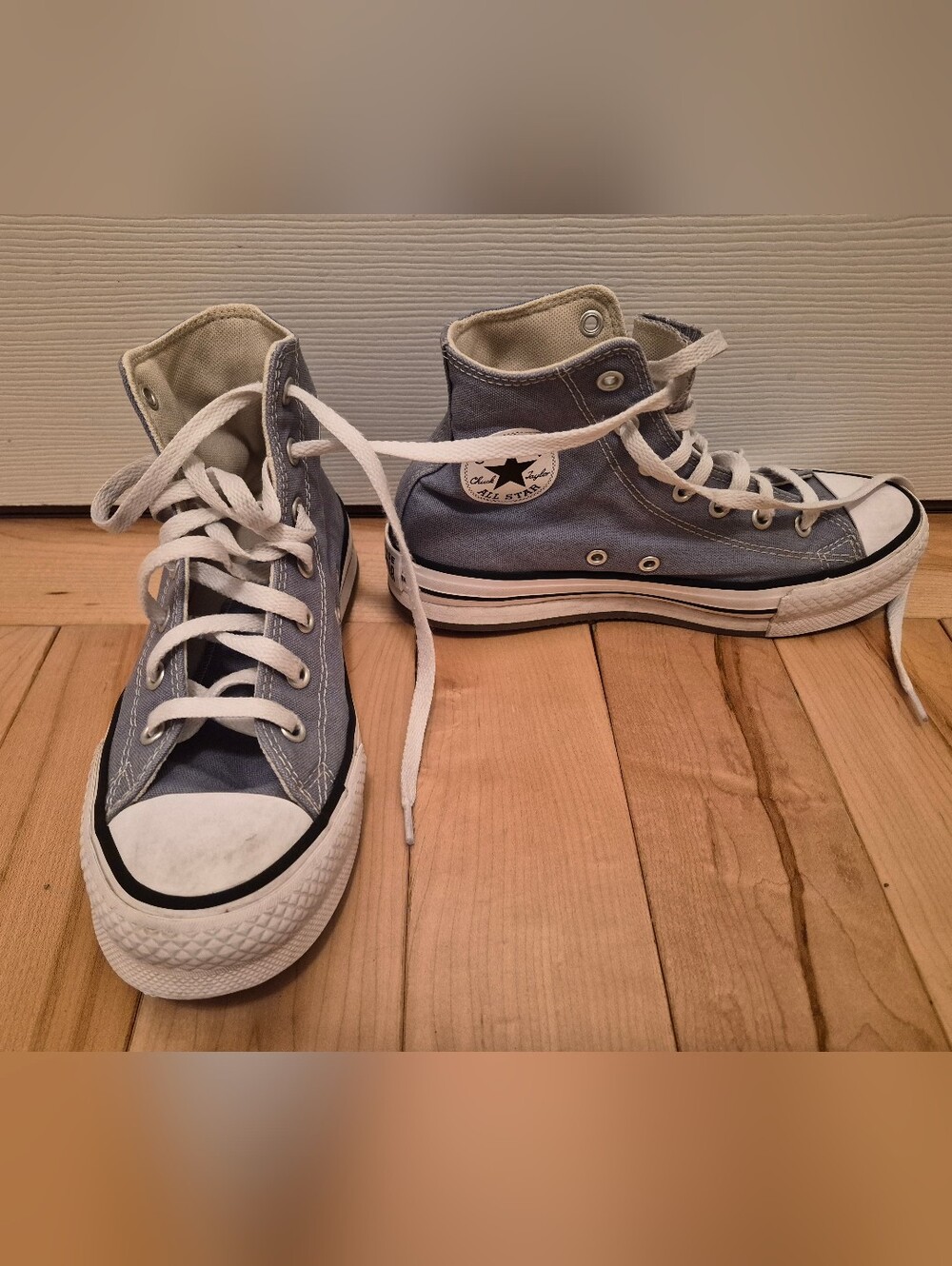 Converse youth size 3.5 light blue high top shoes